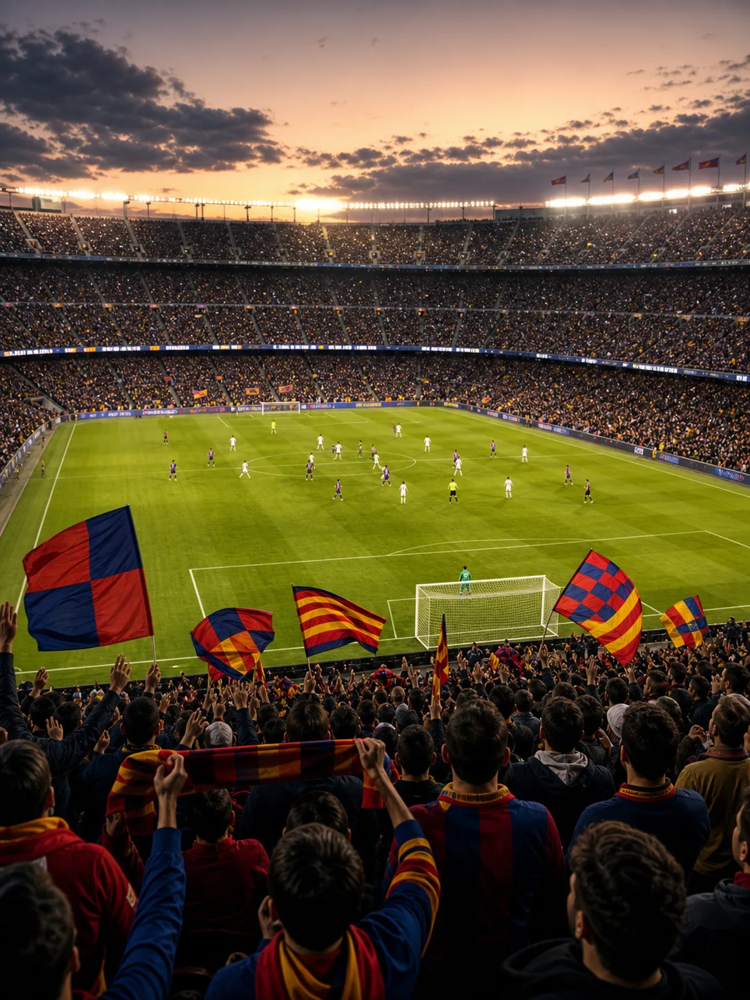 Fullsatt arena med läktare och match i La Liga
